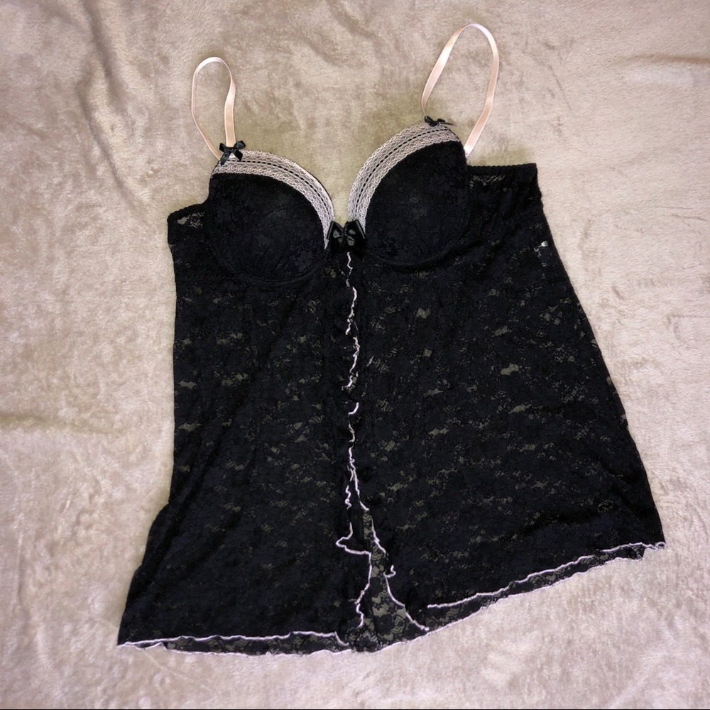 Black & Beige Linea Donatella Babydoll, Size XL